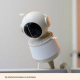 Luna Glow babyfoon met camera die 355° draait en 180° kantelt, bediening op afstand