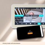 Luna Glow babyfoon met camera zonder wifi: privacy mode in het monitormenu en app in slaapstand
